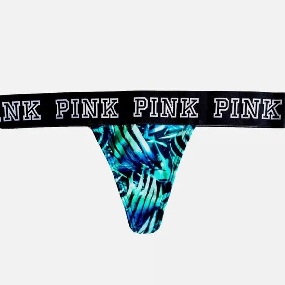 NWT! NEW RARE VICTORIA'S SECRET PINK THONG PANTY PANTIES THICK LOGO BAND SIZE XS