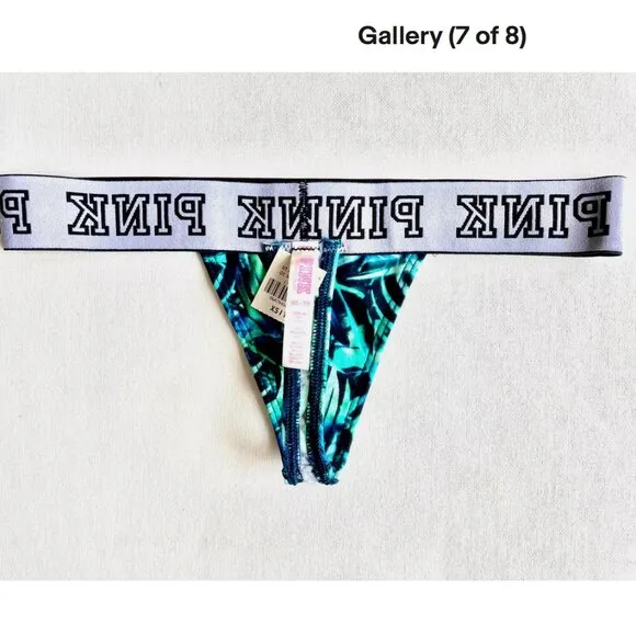 NWT! NEW RARE VICTORIA'S SECRET PINK THONG PANTY PANTIES THICK LOGO BAND SIZE XS