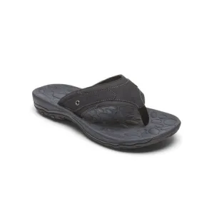 NWT ROCKPORT Mens Black Comfort Hayes Round Toe Slip On Thong Sandals 9.5 M