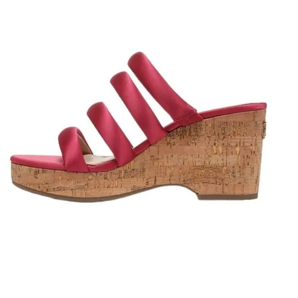 NWT SAM EDELMAN YUKI PLATFORM WEDGE SANDALS IN FUSHIA WOMENS 9.5