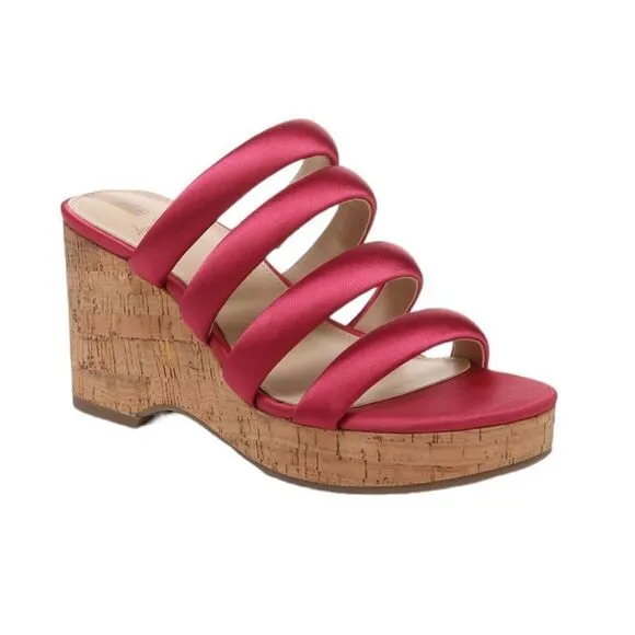NWT SAM EDELMAN YUKI PLATFORM WEDGE SANDALS IN FUSHIA WOMENS 9.5