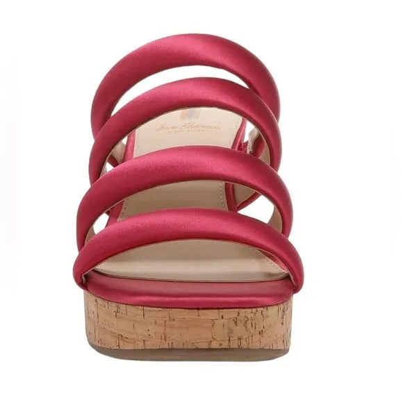 NWT SAM EDELMAN YUKI PLATFORM WEDGE SANDALS IN FUSHIA WOMENS 9.5