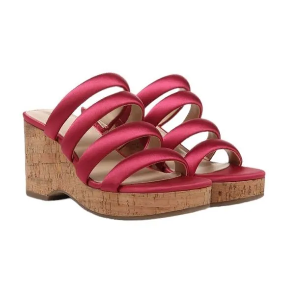 NWT SAM EDELMAN YUKI PLATFORM WEDGE SANDALS IN FUSHIA WOMENS 9.5