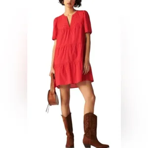 NWT size 0 ba&amp;sh Robe Iana dress  Short dressV neckBalloon sleeves100% cotton