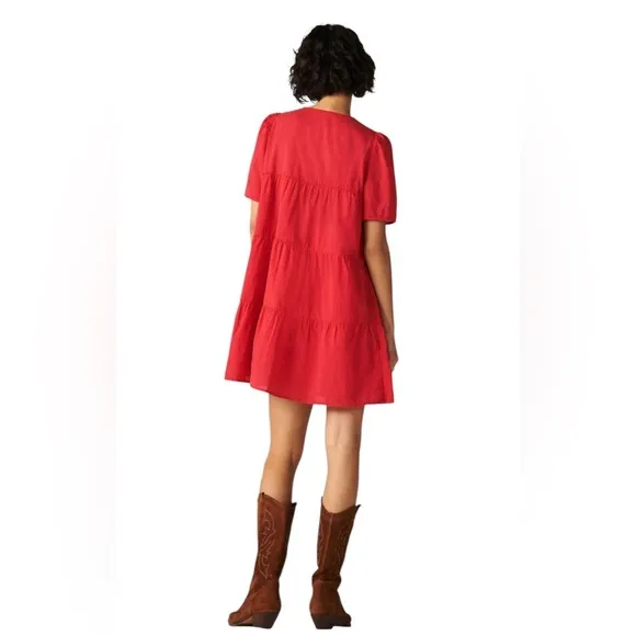 NWT size 0 ba&amp;sh Robe Iana dress  Short dressV neckBalloon sleeves100% cotton