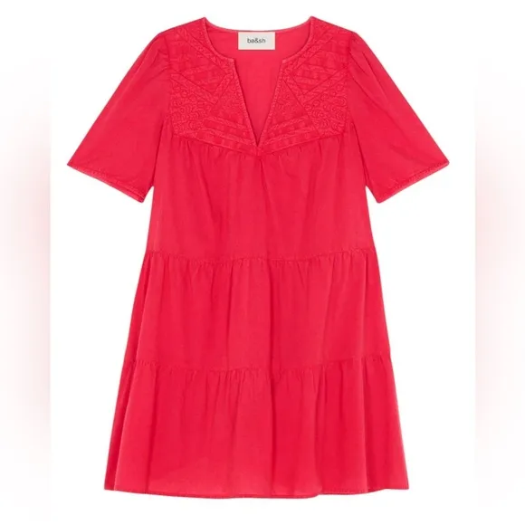 NWT size 0 ba&amp;sh Robe Iana dress  Short dressV neckBalloon sleeves100% cotton