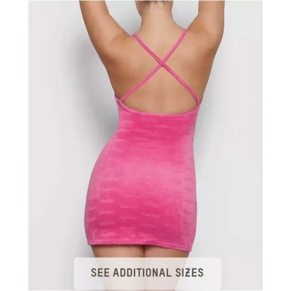 NWT SKIMS Pink Logo Velour Mini Dress LIMITED EDITION SZ 2X