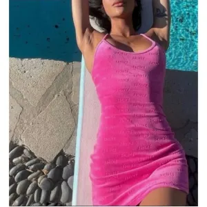 NWT SKIMS Pink Logo Velour Mini Dress LIMITED EDITION SZ 2X