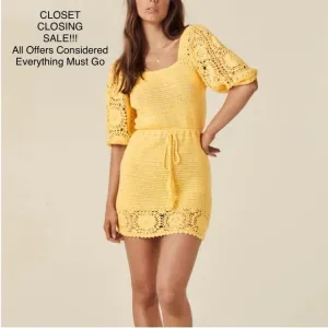 NWT Spell Puff Sleeve Crochet Doily Cottage Grannycore Inspired Mini Dress M
