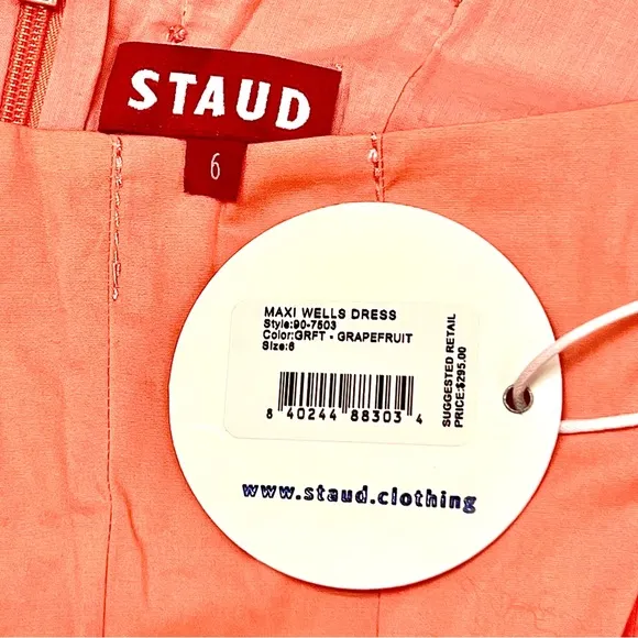 NWT Staud Wells Maxi Dress Grapefruit