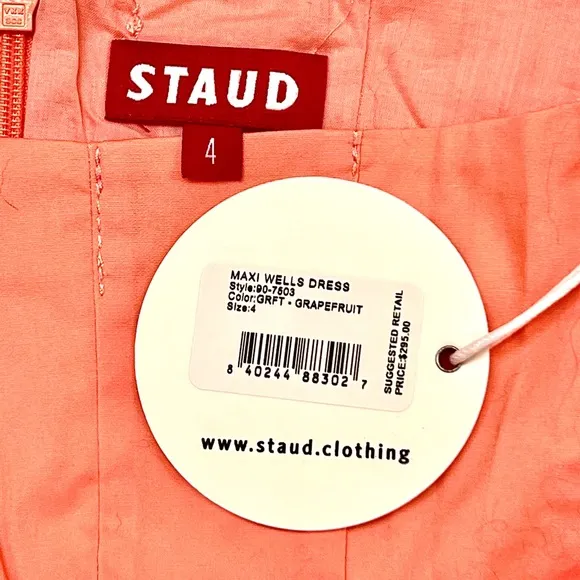 NWT Staud Wells Maxi Dress Grapefruit