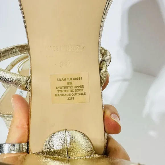 NWT Steve Madden Block Heel Sandal Lilah Minimalist Strappy Square Toe Gold 9