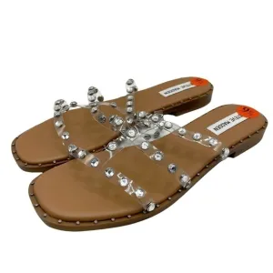 NWT Steve Madden Lyna Clear Straps Crystals Slip On Sandals Size 9.5