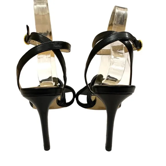 NWT Stuart Weitzman Strappy Leather Twist Sleek 95 Sandals Black Size 9