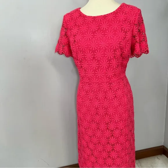 NWT Talbots pink crochet midi dress women’s sheath dress lace floral summer day