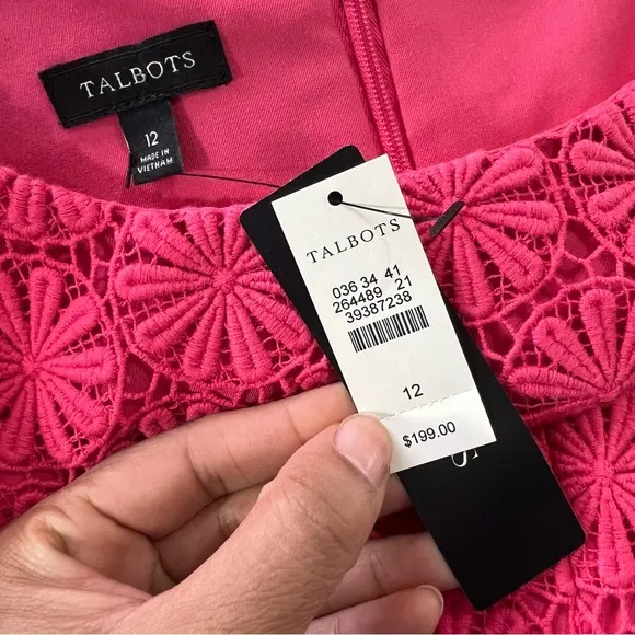 NWT Talbots pink crochet midi dress women’s sheath dress lace floral summer day