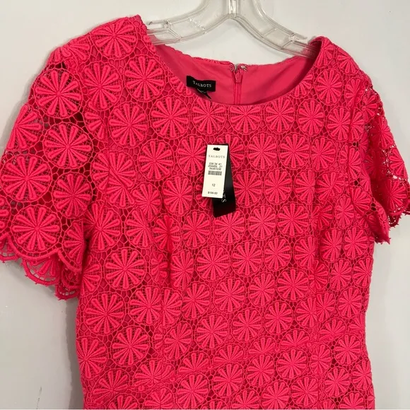 NWT Talbots pink crochet midi dress women’s sheath dress lace floral summer day