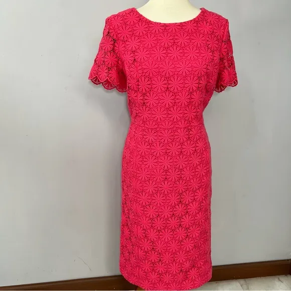 NWT Talbots pink crochet midi dress women’s sheath dress lace floral summer day