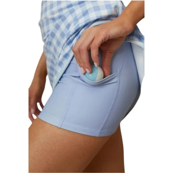 NWT Tuckernuck Light Blue Gingham 16 Inch Karrie Golf Skirt Size Small