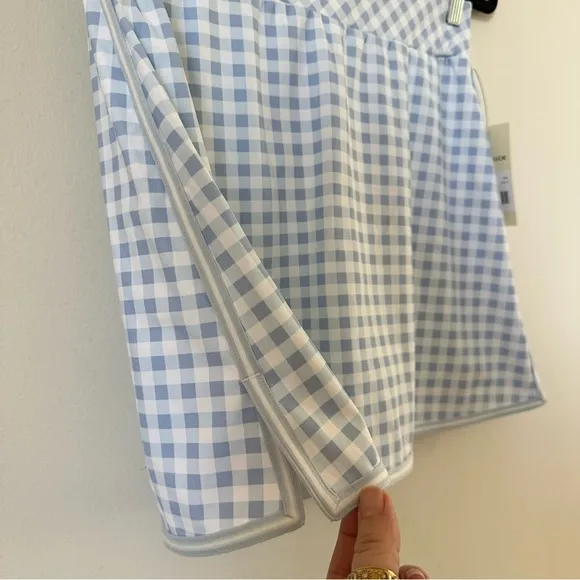NWT Tuckernuck Light Blue Gingham 16 Inch Karrie Golf Skirt Size Small