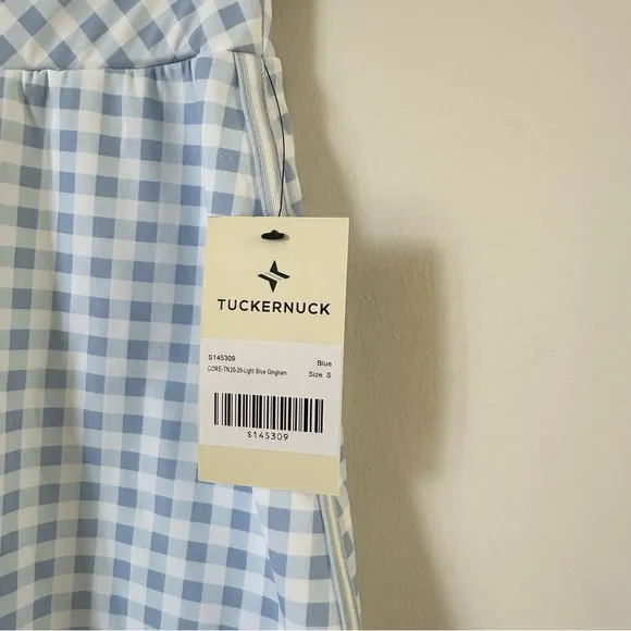NWT Tuckernuck Light Blue Gingham 16 Inch Karrie Golf Skirt Size Small