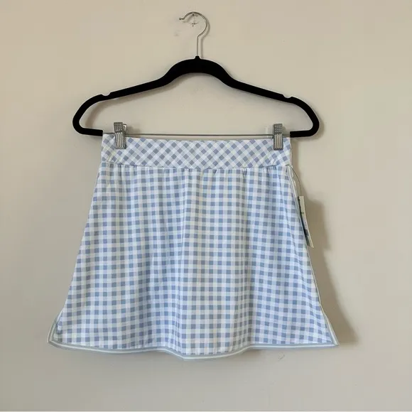 NWT Tuckernuck Light Blue Gingham 16 Inch Karrie Golf Skirt Size Small