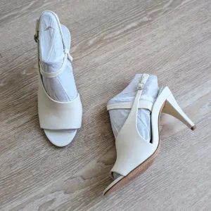 NWT Vince Camuto Razanya Creamy Baby Sheep High Heel Sandals, size 7.5M