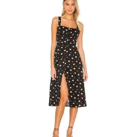 NWT WEWOREWHAT x REVOLVE Black Floral Harper Midi Dress, Size Large