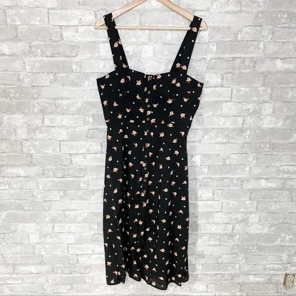 NWT WEWOREWHAT x REVOLVE Black Floral Harper Midi Dress, Size Large