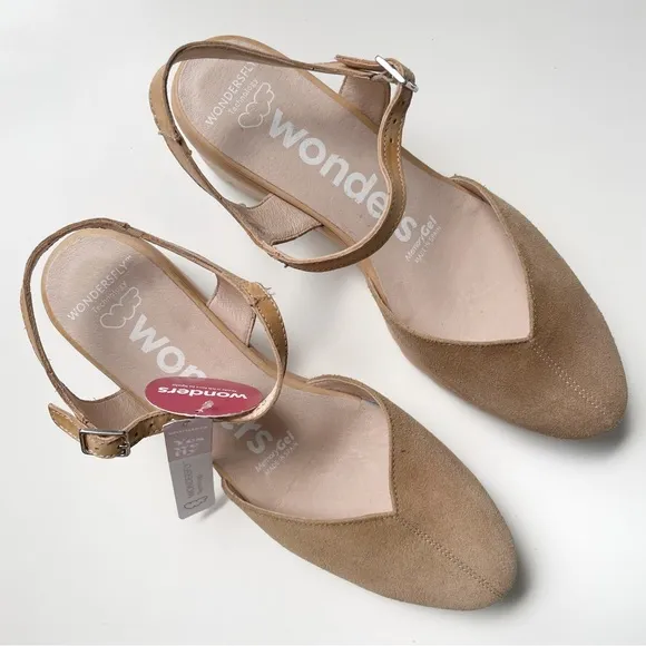 NWT Wonders Sandalen Suede Sandals Wedges Nude Tan Sand Comfort Walking