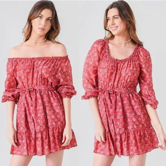 NWT Xirena Jia Floral Silk Blend Mini Dress in Coral Blush Size Medium