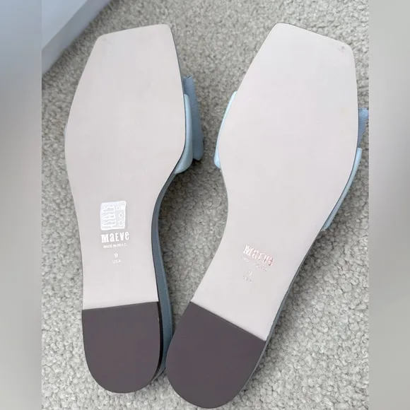 🍭NWT🍭Anthropologie Maeve Bow Micro Wedge Sandals Moss Size 9