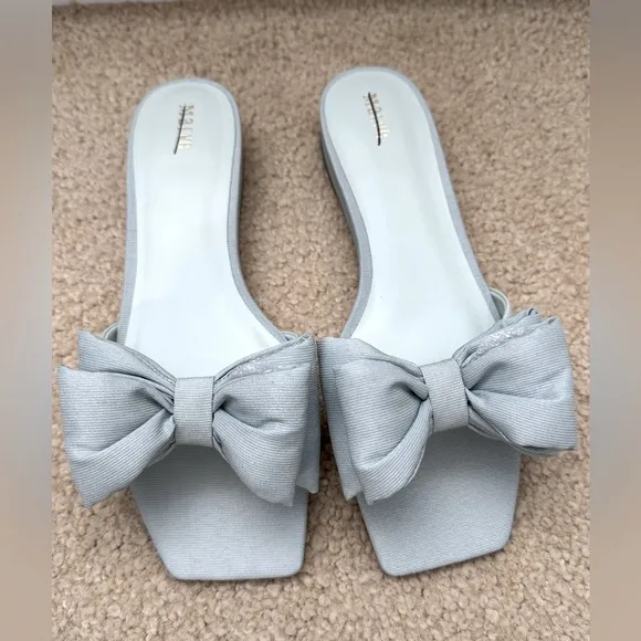 🍭NWT🍭Anthropologie Maeve Bow Micro Wedge Sandals Moss Size 9
