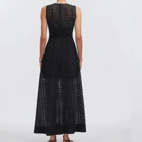 NWT Madewell Depeche Eyelet Maxi Dress Black 6