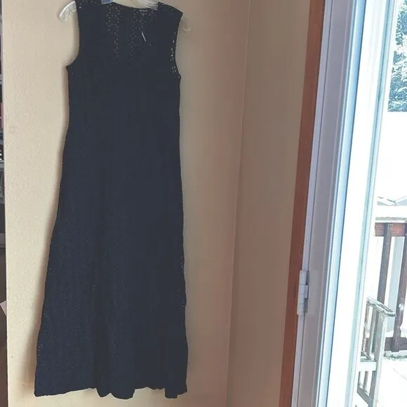 NWT Madewell Depeche Eyelet Maxi Dress Black 6
