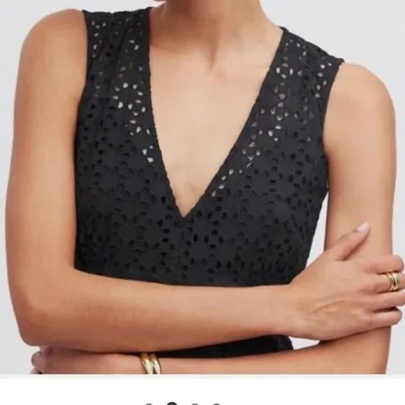 NWT Madewell Depeche Eyelet Maxi Dress Black 6