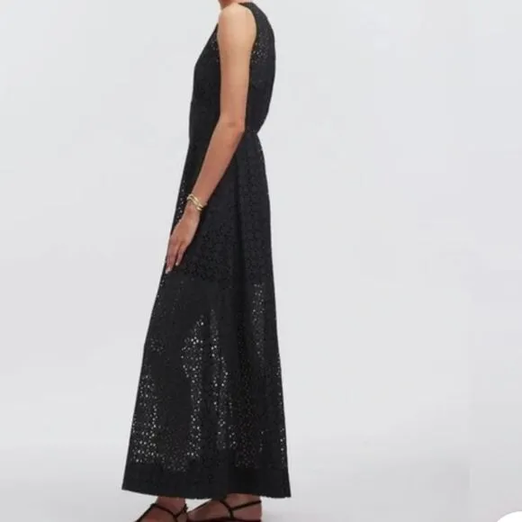 NWT Madewell Depeche Eyelet Maxi Dress Black 6