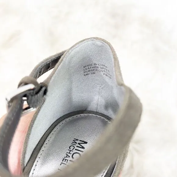 NWT Michael Kors Mina Gray Suede Rhinestone Sandal 6