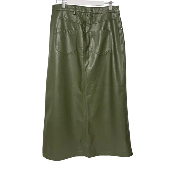 NWTs Pilcro by Anthropologie Plus Size Madi Faux Leather Front-Slit Skirt  (14)