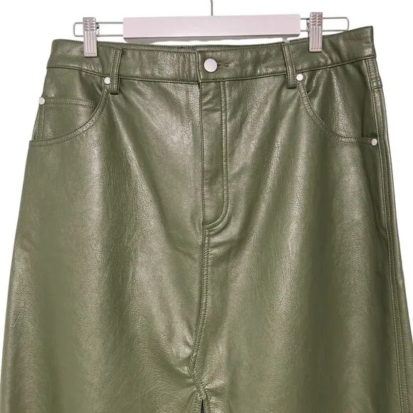 NWTs Pilcro by Anthropologie Plus Size Madi Faux Leather Front-Slit Skirt  (14)