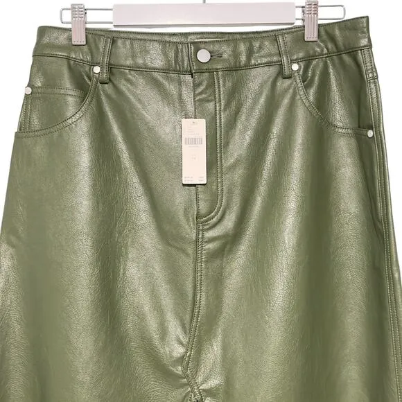 NWTs Pilcro by Anthropologie Plus Size Madi Faux Leather Front-Slit Skirt  (14)