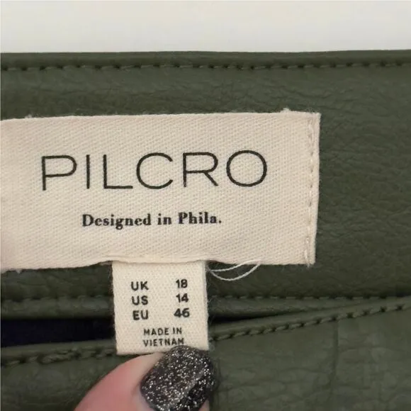 NWTs Pilcro by Anthropologie Plus Size Madi Faux Leather Front-Slit Skirt  (14)
