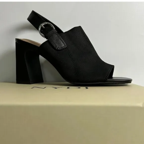NYDJ Lyssa Slip On Slingback Open Toe Sandals Women's 9 Black