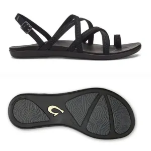 Olukai Kalapu Strappy Black Cushion Sandals Size 7