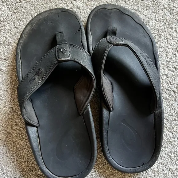 OluKai Ohana-M Men's Size 7 Black Beach Thong Slip On Flip Flop Sandals
