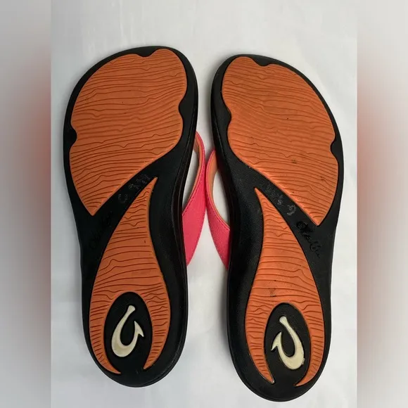 Olukai Ohana W Pink Black Beach Sandals Women size 7