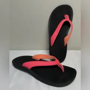 Olukai Ohana W Pink Black Beach Sandals Women size 7