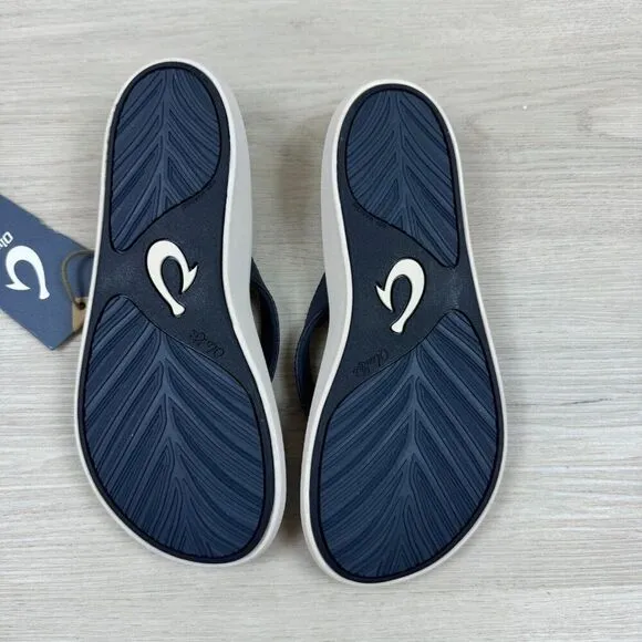 OLUKAI Pi’oe Beach Flip Flop Sandals Womens 7 Trench Blue Grey Water Resistant