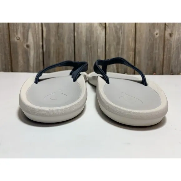 OLUKAI Pi'oe Blue Grey Women's Beach Sandals Water-Resistant Flip-Flop Slides 7