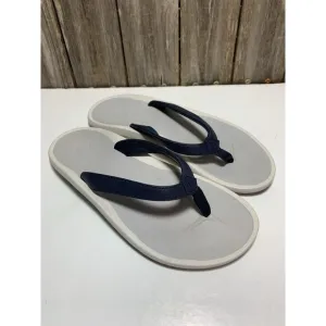 OLUKAI Pi'oe Blue Grey Women's Beach Sandals Water-Resistant Flip-Flop Slides 7